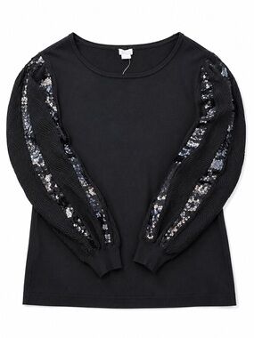 NWT Chico’s Size 3 Black Sequin Sleeve Sweater XL Party Holiday Pullover Top
